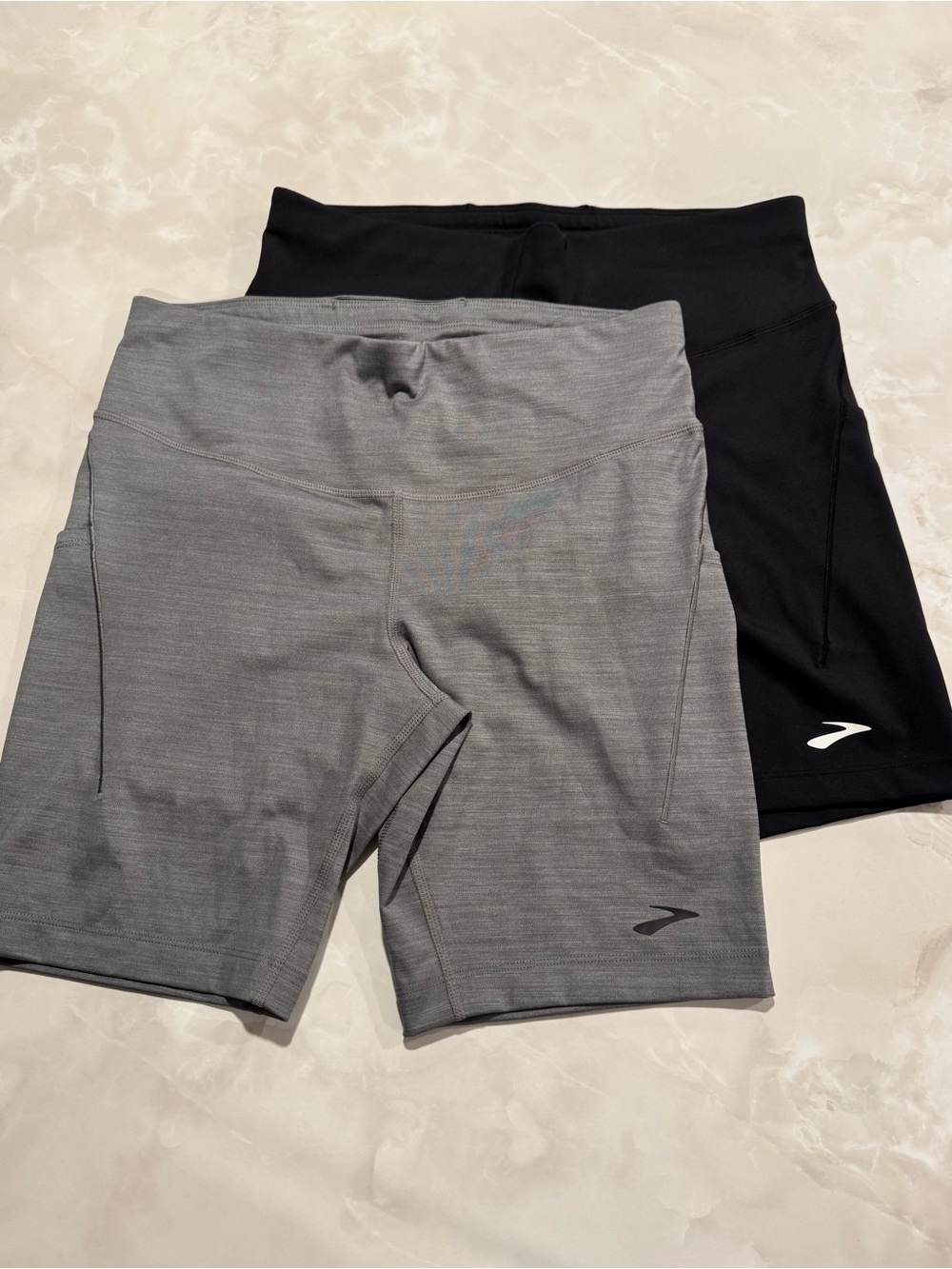 Brooks Athletic Biker Shorts in Gray and Black